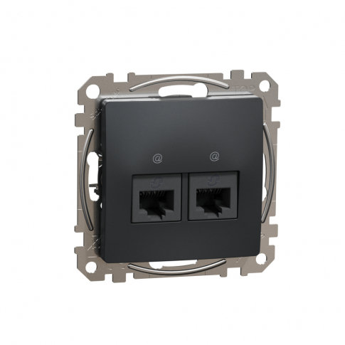 SCHNEIDER ELECTRIC - GNIAZDO KOMPUTEROWE PODWÓJNE 2XRJ45 KAT.6 UTP CZARNY ANTRACYT SEDNA DESIGN - SDD114462
