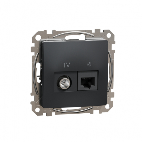 SCHNEIDER ELECTRIC - GNIAZDO KOMPUTEROWO-ANTENOWE TV+RJ45 KAT.6 UTP CZARNY ANTRACYT SEDNA DESIGN - SDD114469T