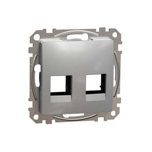 SCHNEIDER ELECTRIC - Sedna Design, Płytka centralna 2xRJ45 do wkładów 5e-6 UTP KELINE, AMP, MOLEX, srebrne aluminium - SDD113444C