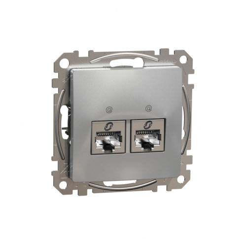 SCHNEIDER ELECTRIC - Sedna Design, Gniazdo komputerowe 2xRJ45 kat.6 STP, srebrne aluminium - SDD113462S