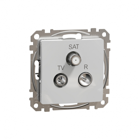 SCHNEIDER ELECTRIC - Sedna Design, Gniazdo  R/TV/SAT przelotowe (10dB), srebrne aluminium - SDD113488