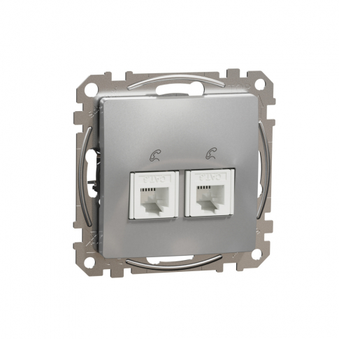 SCHNEIDER ELECTRIC - Sedna Design, Gniazdo telefoniczne 2xRJ11, srebrne aluminium - SDD113492