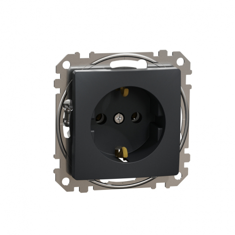 SCHNEIDER ELECTRIC - GNIAZDO POJEDYNCZE Z UZIEMIENIEM SCHUKO CZARNY ANTRACYT SEDNA DESIGN - SDD114025