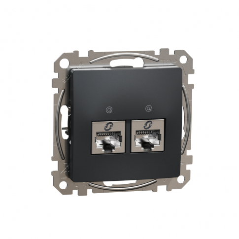 SCHNEIDER ELECTRIC - GNIAZDO KOMPUTEROWE PODWÓJNE 2XRJ45 KAT.5E STP CZARNY ANTRACYT SEDNA DESIGN - SDD114452S