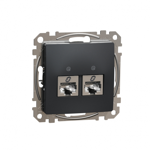 SCHNEIDER ELECTRIC - Sedna Design, Gniazdo komputerowe 2xRJ45 kat.6 STP, czarny antracyt - SDD114462S