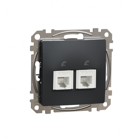 SCHNEIDER ELECTRIC - Sedna Design, Gniazdo telefoniczne 2xRJ11, czarny antracyt - SDD114492