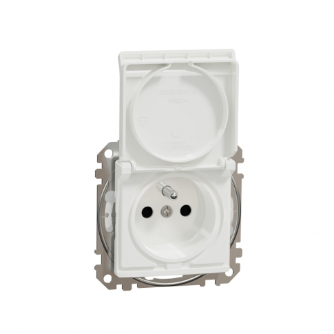 SCHNEIDER ELECTRIC - Sedna Design, Gniazdo 2P+PE z przesłonami IP44 (zaciski bezgwintowe), białe - SDD211014