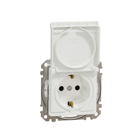 SCHNEIDER ELECTRIC - GNIAZDO POJEDYNCZE Z UZIEMIENIEM SCHUKO Z PRZESŁONAMI IP44 BIAŁE SEDNA DESIGN - SDD211023