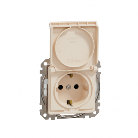 SCHNEIDER ELECTRIC - Sedna Design, Gniazdo schuko z przesłonami IP44, beżowy - SDD212023
