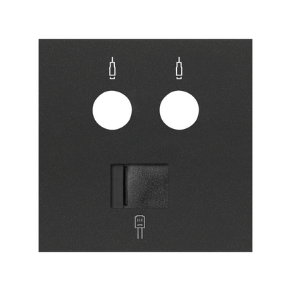 KONTAKT SIMON - Pokrywa gniazda antenowego R/TV-SAT + komputerowe RJ45 kat.6 ; czarny mat - 10000072-238