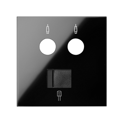 KONTAKT SIMON - Pokrywa gniazda antenowego R/TV-SAT + komputerowe RJ45 kat.6 ; czarny - 10000072-138