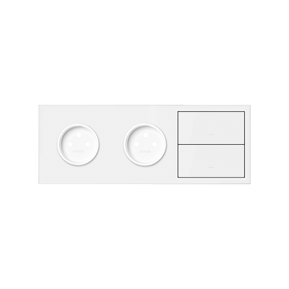 KONTAKT SIMON - Panel 3-krotny: 2 gniazda + 2 klawisze; biały mat - 10020310-230