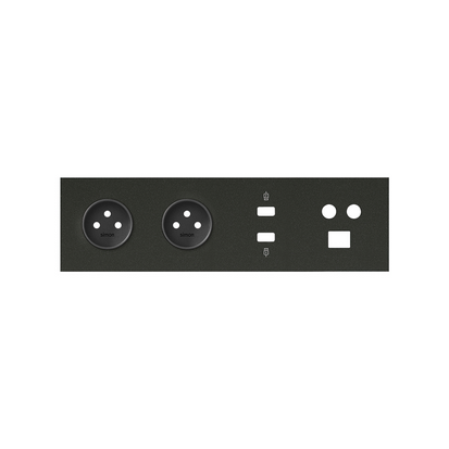KONTAKT SIMON - Panel 4-krotny: 2 gniazda + HDMI + USB + TV/SAT+ RJ45; czarny mat - 10020406-238