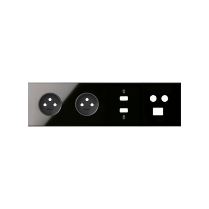 KONTAKT SIMON - Panel 4-krotny: 2 gniazda + HDMI + USB + TV/SAT+ RJ45; czarny - 10020406-138