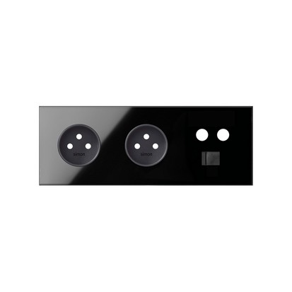 KONTAKT SIMON - Panel 3-krotny: 2 gniazda + 1 TV + 1 RJ45; czarny - 10020316-138