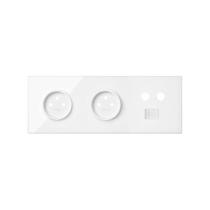 KONTAKT SIMON - Panel 3-krotny: 2 gniazda + 1 TV + 1 RJ45; biały - 10020316-130