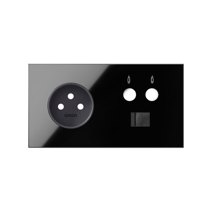 KONTAKT SIMON - Panel 2-krotny: 1 gniazdo + 1 TV + 1 RJ45; czarny - 10020226-138