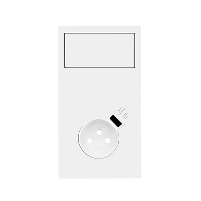 KONTAKT SIMON - Panel 2-krotny pion: klawisz + gniazdo z zintegrowaną ładowarką USB; biały mat - 10020232-230
