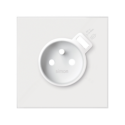KONTAKT SIMON - Panel 1-krotny: gniazdo z ładowarką USB; biały - 10020121-130