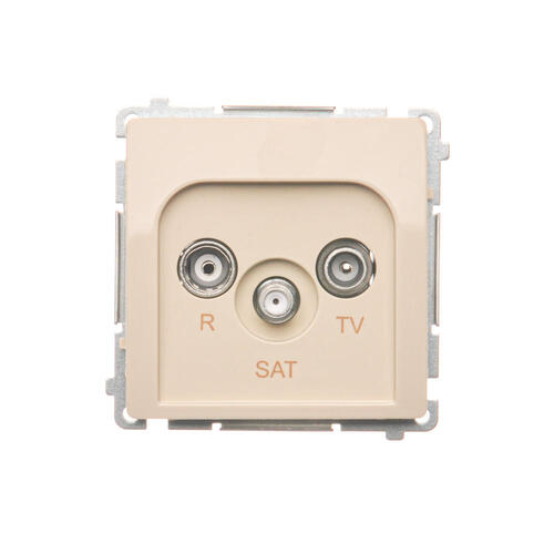 KONTAKT SIMON - Gniazdo antenowe R-TV-SAT przelotowe (moduł), 1x wejście: 5 MHz–2,4 GHz; beż - BMZAR-SAT10/P.01/12