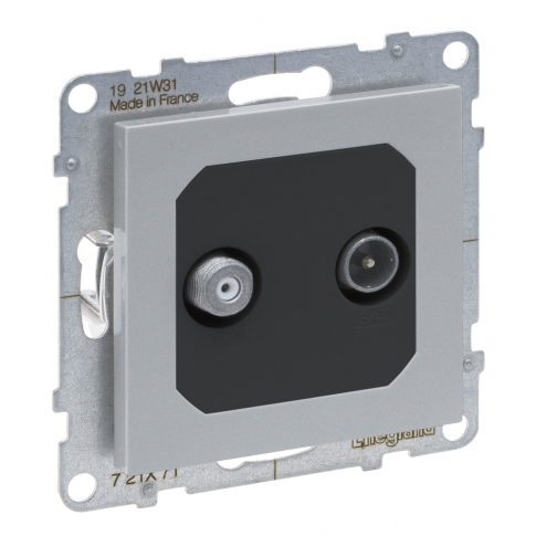 LEGRAND - GNIAZDO TV-R-SAT - KOŃCOWE - 2 PRZEWODY - 1.5 DB ALUMINIUM SUNO - 721371