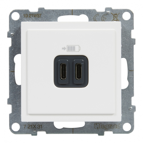 LEGRAND - GNIAZDO ŁADOWARKA PODWÓJNA USB TYP C+C 3 A 5V BIAŁY SUNO - 721131