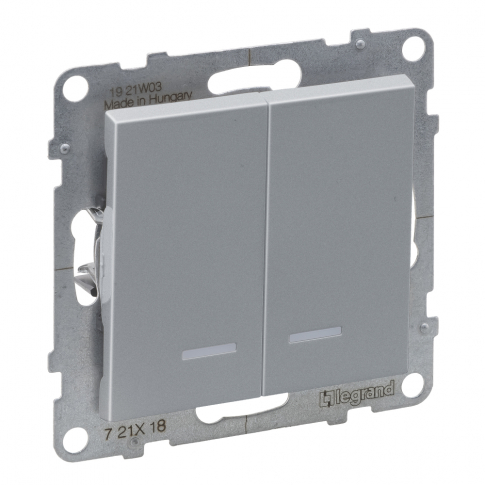 LEGRAND - ŁĄCZNIK SCHODOWY PODWÓJNY Z PODŚWIETLENIEM - 10 AX - 250 V~ - ZACISKI AUTOMATYCZNE ALUMINIUM SUNO - 721318