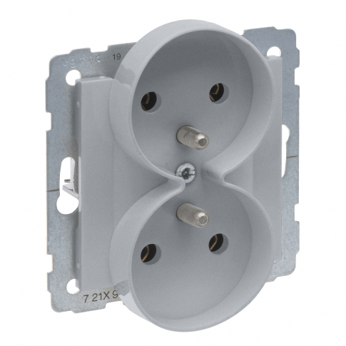 LEGRAND - GNIAZDO 2X2P+Z - 16 A - 250 V~ - ZACISKI ŚRUBOWE - MOŻLIWOŚĆ MONTAŻU W RAMKACH WIELKOROTYNYCH  ALUMINIUM SUNO - 721391