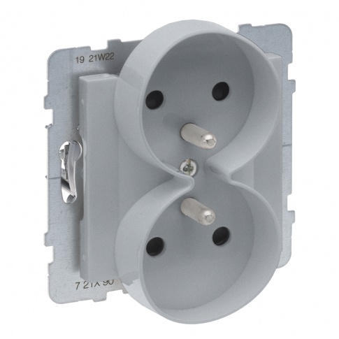 LEGRAND - GNIAZDO 2X2P+Z Z PRZESŁONĄ - 16 A - 250 V~ - ZACISKI AUTOMATYCZNE - MOŻLIWOŚĆ MONTAŻU W RAMKACH WIELKOROTNYCH  ALUMINIUM SUNO - 721390