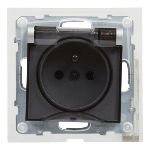LEGRAND - GNIAZDO 2P+Z IP44 - 16 A - 250 V~ - ZACISKI AUTOMATYCZNE - Z PRZESŁONĄ   ALUMINIUM SUNO - 721386
