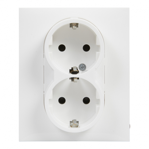 LEGRAND - GNIAZDO PODWÓJNE SCHUKO 2X2P+Z KOMPLETNE Z PRZESŁONAMI ZACISKI AUTOMATYCZNE BIAŁY SUNO - 721126