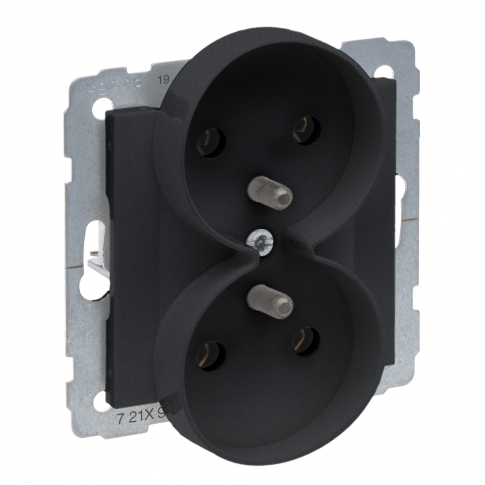 LEGRAND - GNIAZDO PODWÓJNE Z UZIEMIENIEM 2X2P+Z 16 AX 250V ZACISKI ŚRUBOWE CZARNY SUNO - 721491