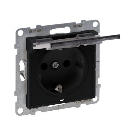 LEGRAND - GNIAZDO SCHUKO 2P+Z - 16 A - 250 V~ - Z PRZESŁONĄ IP 21 - ZACISKI AUTOMATYCZNE CZARNY  SUNO - 721427