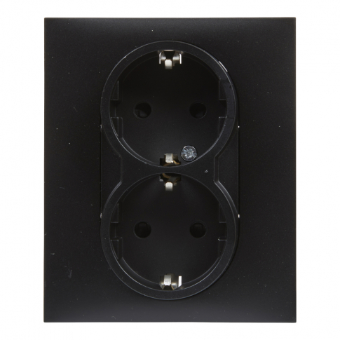 LEGRAND - GNIAZDO SCHUKO 2X2P+Z Z PRZESŁONĄ - ZACISKI AUTOMATYCZNE (MONOBLOK) CZARNY  SUNO - 721426