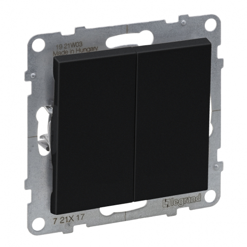 LEGRAND - PRZYCISK PODWÓJNY 6 A 250V ZACISKI AUTOAMTYCZNE CZARNY SUNO - 721417