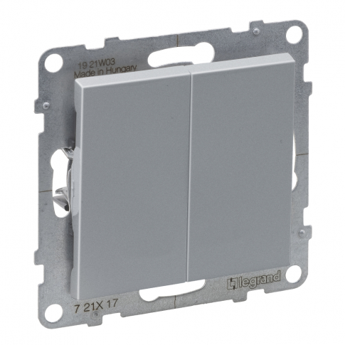 LEGRAND - PRZYCISK PODWÓJNY - 6 A - 250 V~ - ZACISKI AUTOMATYCZNE  ALUMINIUM SUNO - 721317