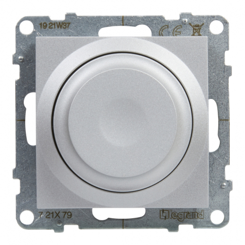 LEGRAND - ŚCIEMNIACZ OBROTOWY - 240 V~ - 50 HZ - 5 - 75 W ( 10 LAMP MAKS.) DLA LAMP LED Z OPCJĄ ŚCIEMNIANIA - BEZ ZACISKU NEUTRALNEGO  ALUMINIUM SUNO - 721379