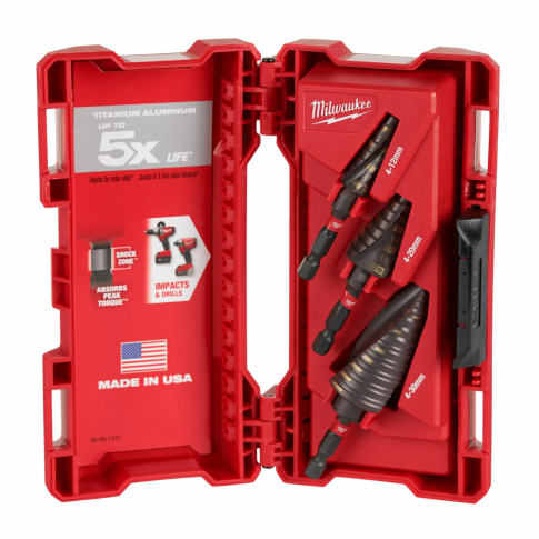 MILWAUKEE - ZESTAW WIERTEŁ STOPNIOWYCH UDAROWYCH MILWAUKEE SHOCKWAVE 3 SZT. - 48899266