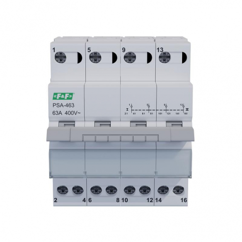 F&F - 4-biegunowy, przełącznik instalacyjny sieć-agregat 63A - PSA-463