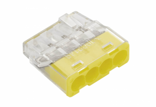 SIMET - SZYBKOZŁĄCZKA PC214S MINI SAMOZACISKOWA BEZGWINTOWA DO DRUTÓW 0.2 - 2.5 mm2 4 TORY TRANSPARENTNY OPAKOWANIE 100 SZT. - 89242000