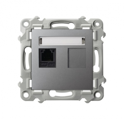OSPEL - Gniazdo telefoniczne pojedyncze - SZARY MAT SZAFIR - GPT-1Z/m/70