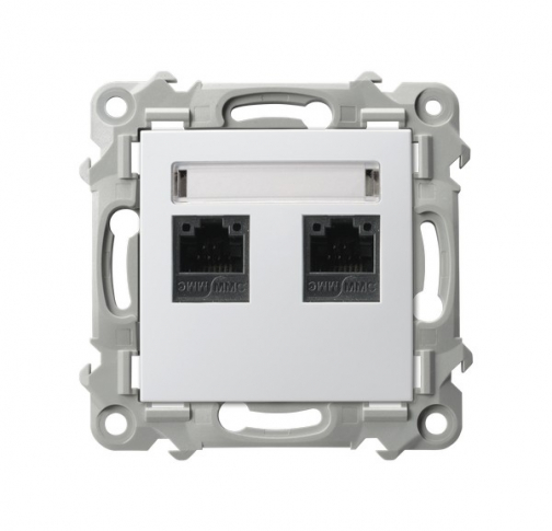 OSPEL - GNIAZDO KOMPUTEROWE PODWÓJNE RJ45 KAT.5E BIAŁY SZAFIR - GPK-2Z/K/m/00