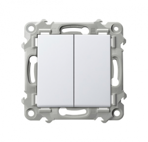 OSPEL - ŁĄCZNIK PODWÓJNY ŚWIECZNIKOWY 10AX 250V ZACISKI AUTOMATYCZNE BIAŁY SZAFIR - ŁP-2Z/m/00