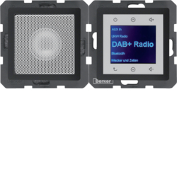 HAGER - Q.x Radio Touch DAB+, Bluetooth z głośnikiem antracyt aksamit - 30806086