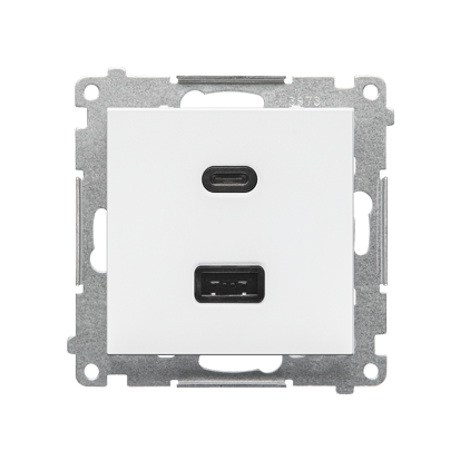 KONTAKT SIMON - Ładowarka USB typ A+C (moduł); Biały mat Simon 55 - TEC2CA.01/111