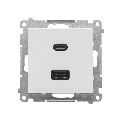 KONTAKT SIMON - Ładowarka USB typ A+C (moduł); Jasnoszary mat Simon 55 - TEC2CA.01/114