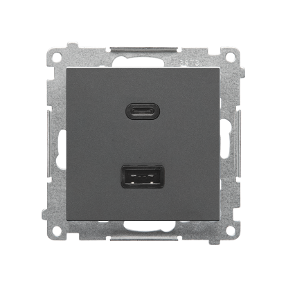 KONTAKT SIMON - Ładowarka USB typ A+C (moduł); Grafitowy mat Simon 55 - TEC2CA.01/116