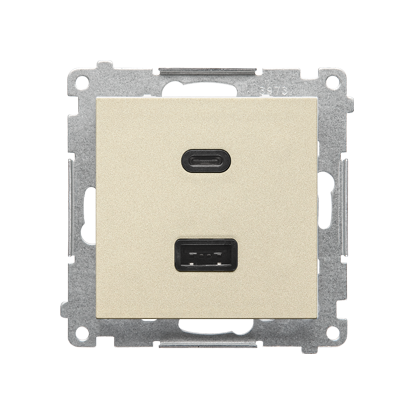 KONTAKT SIMON - Ładowarka USB typ A+C (moduł); Szampański mat Simon 55 - TEC2CA.01/144