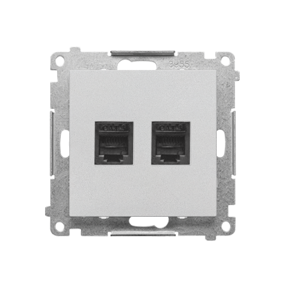 KONTAKT SIMON - Gniazdo telefoniczne podwójne RJ12 (moduł); Aluminium mat Simon 55 - TF2.01/143