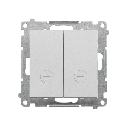 KONTAKT SIMON - Łącznik schodowy podwójny z podświetleniem bez piktogramu – osobne podświetlenie dla każdego klawisza (moduł) 10 AX, 250 V~, szybkozłącza; Aluminium mat Simon 55 - TW6/2L2.01/X/143